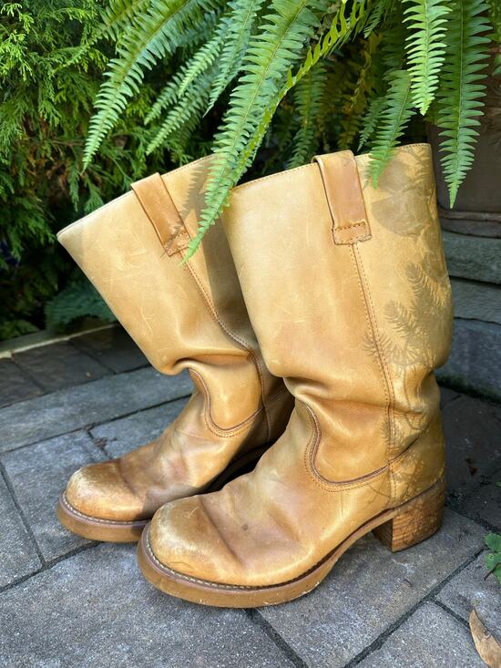 Vinatge Shoes - Vintage Early Cats Paw Heels Campus Pull On Boots Sz 10,10,5 Leather Korea